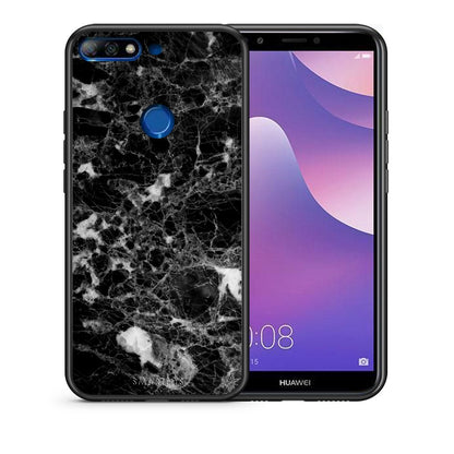 Θήκη Huawei Y7 2018 Male Marble από τη Smartfits με σχέδιο στο πίσω μέρος και μαύρο περίβλημα | Huawei Y7 2018 Male Marble case with colorful back and black bezels