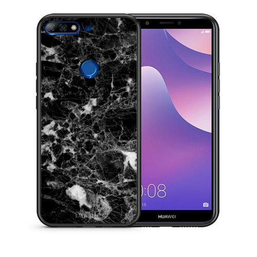 Θήκη Huawei Y7 2018 Male Marble από τη Smartfits με σχέδιο στο πίσω μέρος και μαύρο περίβλημα | Huawei Y7 2018 Male Marble case with colorful back and black bezels
