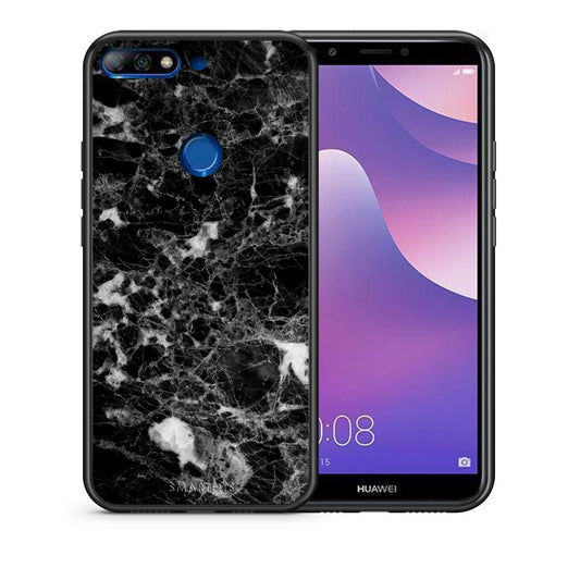 Θήκη Huawei Y7 2018 Male Marble από τη Smartfits με σχέδιο στο πίσω μέρος και μαύρο περίβλημα | Huawei Y7 2018 Male Marble case with colorful back and black bezels