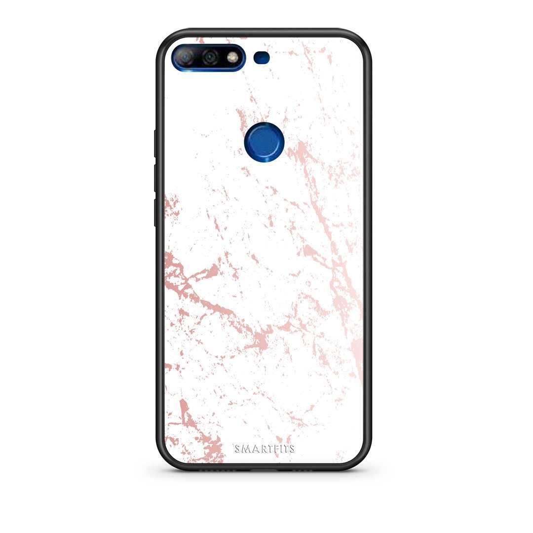 116 - Huawei Y7 2018 Pink Splash Marble case, cover, bumper