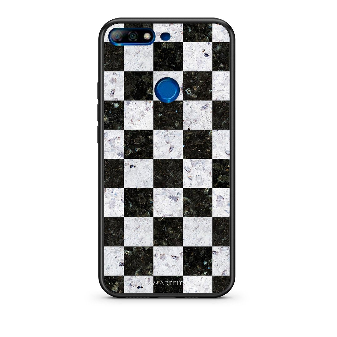 4 - Huawei Y7 2018 Square Geometric Marble case, cover, bumper