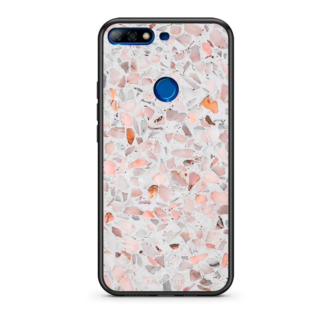 Huawei Y7 2018 Marble Terrazzo θήκη από τη Smartfits με σχέδιο στο πίσω μέρος και μαύρο περίβλημα | Smartphone case with colorful back and black bezels by Smartfits