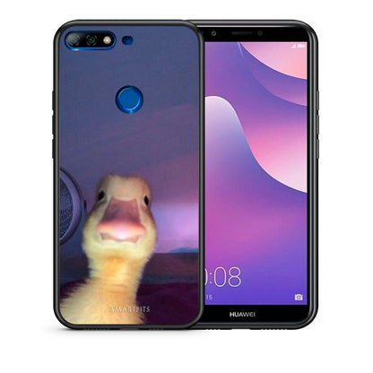 Θήκη Huawei Y7 2018 Meme Duck από τη Smartfits με σχέδιο στο πίσω μέρος και μαύρο περίβλημα | Huawei Y7 2018 Meme Duck case with colorful back and black bezels