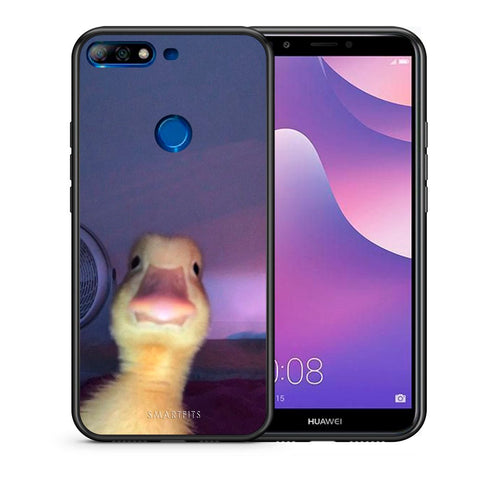Θήκη Huawei Y7 2018 Meme Duck από τη Smartfits με σχέδιο στο πίσω μέρος και μαύρο περίβλημα | Huawei Y7 2018 Meme Duck case with colorful back and black bezels