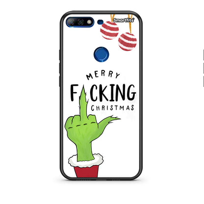 Huawei Y7 2018 Merry F Xmas θήκη από τη Smartfits με σχέδιο στο πίσω μέρος και μαύρο περίβλημα | Smartphone case with colorful back and black bezels by Smartfits
