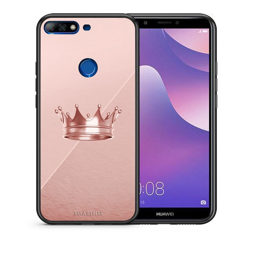Θήκη Huawei Y7 2018 Crown Minimal από τη Smartfits με σχέδιο στο πίσω μέρος και μαύρο περίβλημα | Huawei Y7 2018 Crown Minimal case with colorful back and black bezels