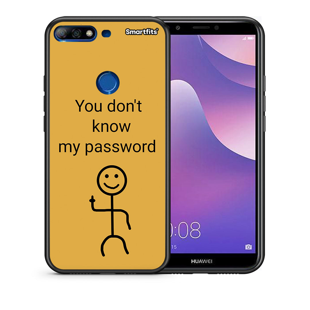 Θήκη Huawei Y7 2018 My Password από τη Smartfits με σχέδιο στο πίσω μέρος και μαύρο περίβλημα | Huawei Y7 2018 My Password case with colorful back and black bezels