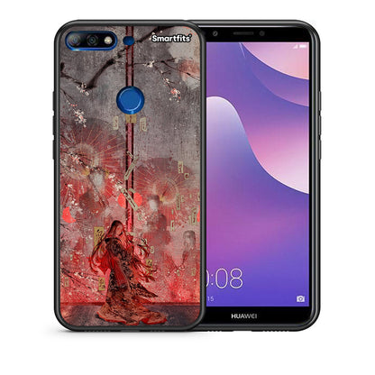 Θήκη Huawei Y7 2018 Nezuko Kamado από τη Smartfits με σχέδιο στο πίσω μέρος και μαύρο περίβλημα | Huawei Y7 2018 Nezuko Kamado case with colorful back and black bezels