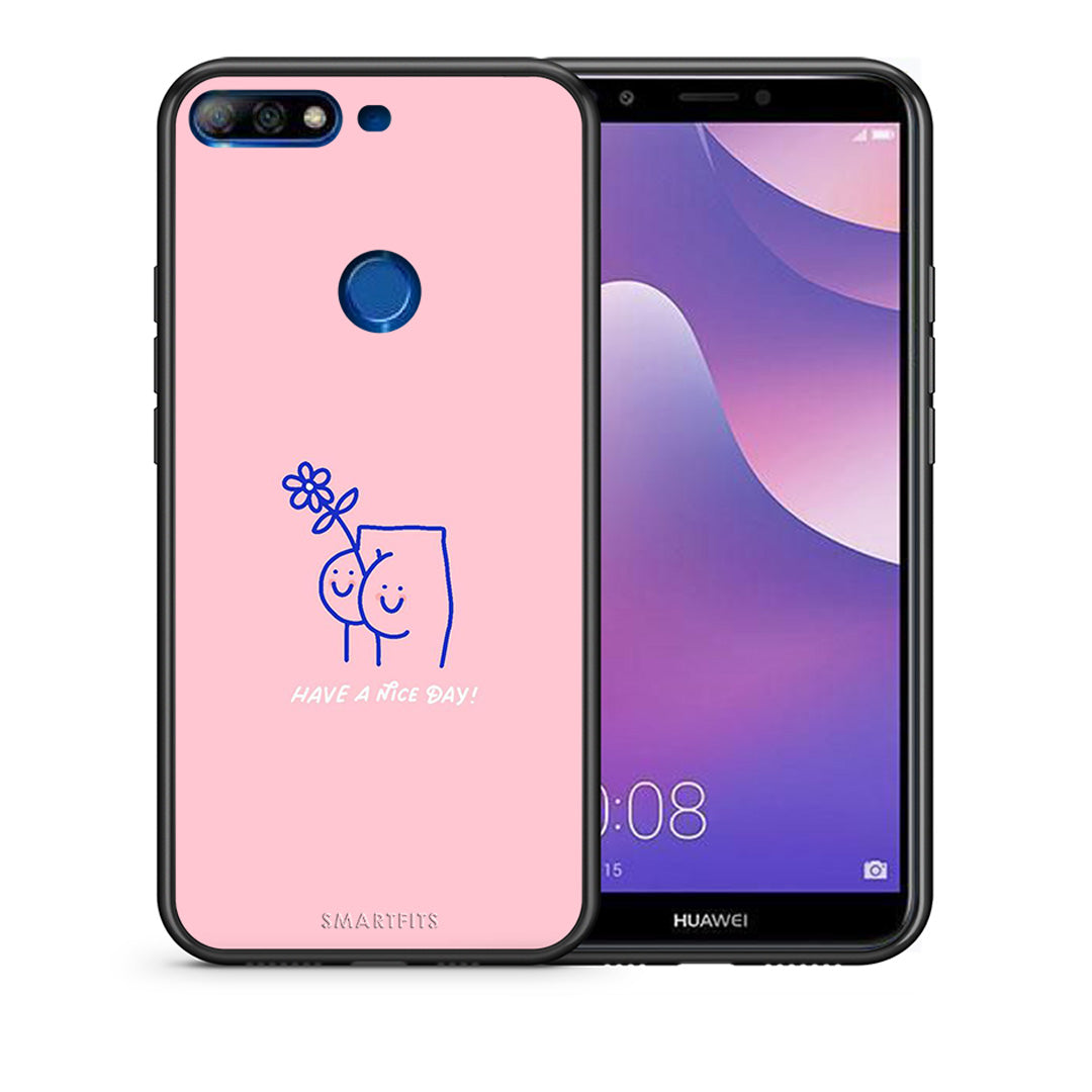Θήκη Huawei Y7 2018 Nice Day από τη Smartfits με σχέδιο στο πίσω μέρος και μαύρο περίβλημα | Huawei Y7 2018 Nice Day case with colorful back and black bezels