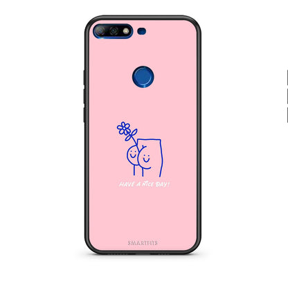 Huawei Y7 2018 Nice Day θήκη από τη Smartfits με σχέδιο στο πίσω μέρος και μαύρο περίβλημα | Smartphone case with colorful back and black bezels by Smartfits
