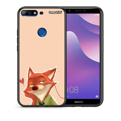Θήκη Huawei Y7 2018 Nick Wilde And Judy Hopps Love 1 από τη Smartfits με σχέδιο στο πίσω μέρος και μαύρο περίβλημα | Huawei Y7 2018 Nick Wilde And Judy Hopps Love 1 case with colorful back and black bezels