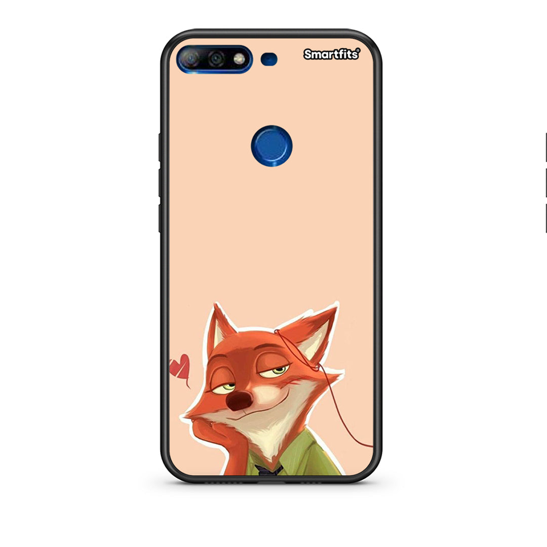 Huawei Y7 2018 Nick Wilde And Judy Hopps Love 1 θήκη από τη Smartfits με σχέδιο στο πίσω μέρος και μαύρο περίβλημα | Smartphone case with colorful back and black bezels by Smartfits