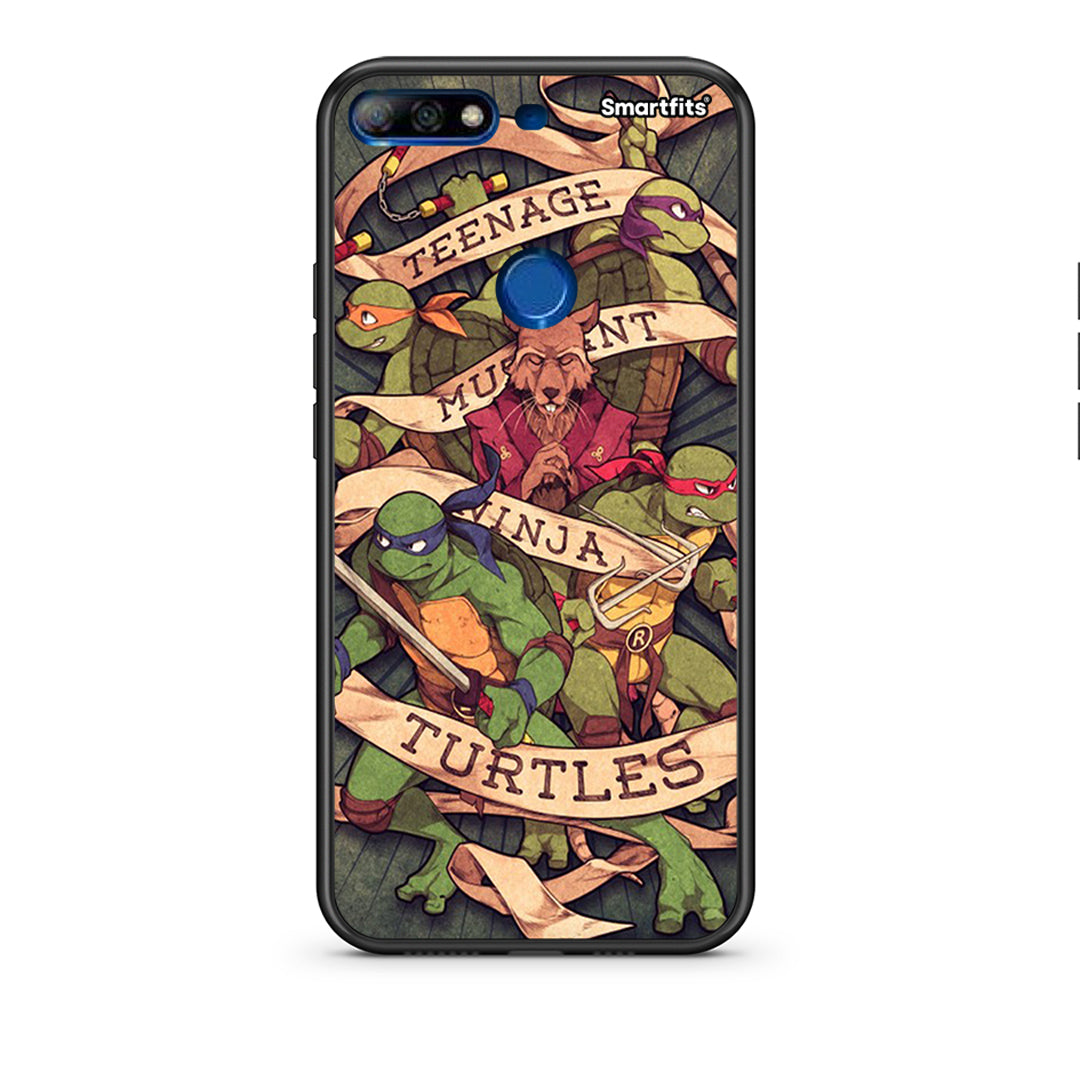 Huawei Y7 2018 Ninja Turtles θήκη από τη Smartfits με σχέδιο στο πίσω μέρος και μαύρο περίβλημα | Smartphone case with colorful back and black bezels by Smartfits