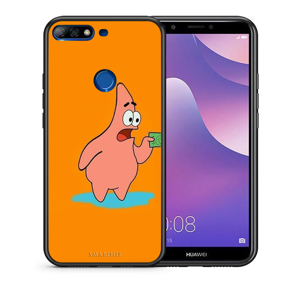 Θήκη Αγίου Βαλεντίνου Huawei Y7 2018 No Money 1 από τη Smartfits με σχέδιο στο πίσω μέρος και μαύρο περίβλημα | Huawei Y7 2018 No Money 1 case with colorful back and black bezels