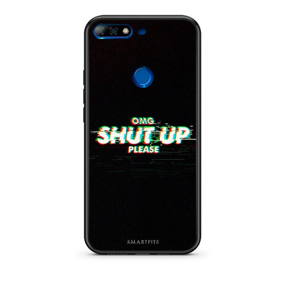 Huawei Y7 2018 OMG ShutUp θήκη από τη Smartfits με σχέδιο στο πίσω μέρος και μαύρο περίβλημα | Smartphone case with colorful back and black bezels by Smartfits