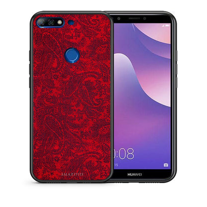 Θήκη Huawei Y7 2018 Paisley Cashmere από τη Smartfits με σχέδιο στο πίσω μέρος και μαύρο περίβλημα | Huawei Y7 2018 Paisley Cashmere case with colorful back and black bezels