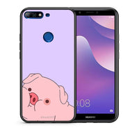 Thumbnail for Θήκη Αγίου Βαλεντίνου Huawei Y7 2018 Pig Love 2 από τη Smartfits με σχέδιο στο πίσω μέρος και μαύρο περίβλημα | Huawei Y7 2018 Pig Love 2 case with colorful back and black bezels