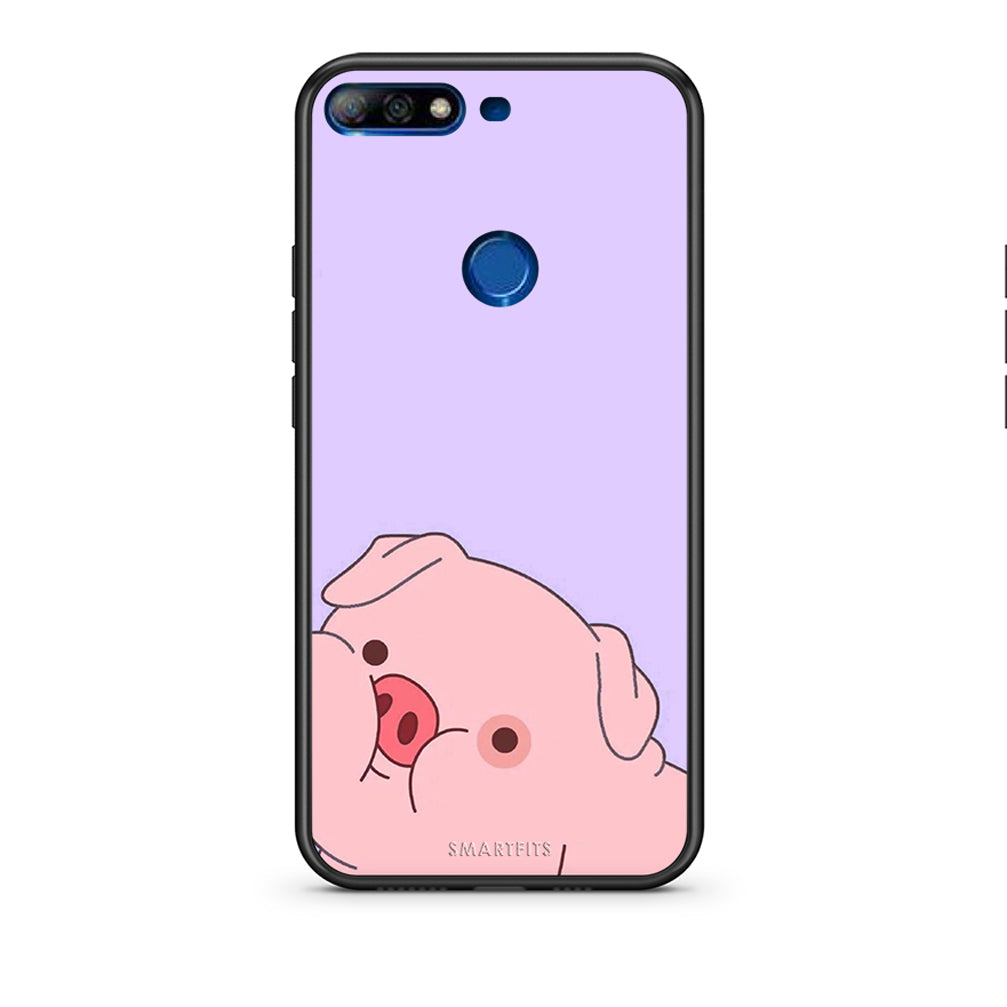 Huawei Y7 2018 Pig Love 2 Θήκη Αγίου Βαλεντίνου από τη Smartfits με σχέδιο στο πίσω μέρος και μαύρο περίβλημα | Smartphone case with colorful back and black bezels by Smartfits