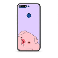 Thumbnail for Huawei Y7 2018 Pig Love 2 Θήκη Αγίου Βαλεντίνου από τη Smartfits με σχέδιο στο πίσω μέρος και μαύρο περίβλημα | Smartphone case with colorful back and black bezels by Smartfits
