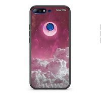 Thumbnail for Huawei Y7 2018 Pink Moon Θήκη από τη Smartfits με σχέδιο στο πίσω μέρος και μαύρο περίβλημα | Smartphone case with colorful back and black bezels by Smartfits