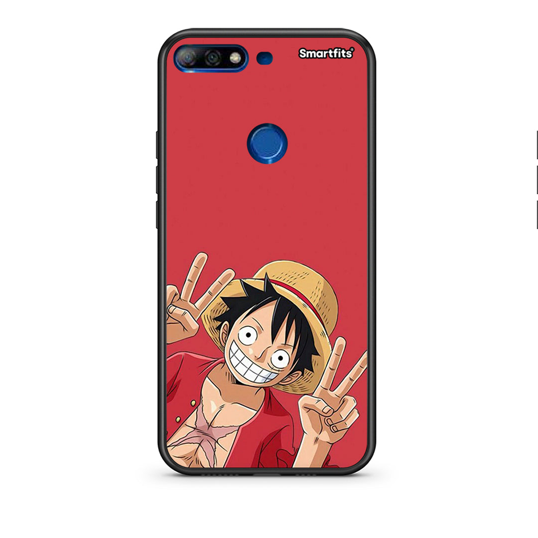Huawei Y7 2018 Pirate Luffy Θήκη από τη Smartfits με σχέδιο στο πίσω μέρος και μαύρο περίβλημα | Smartphone case with colorful back and black bezels by Smartfits