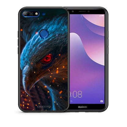 Θήκη Huawei Y7 2018 Eagle PopArt από τη Smartfits με σχέδιο στο πίσω μέρος και μαύρο περίβλημα | Huawei Y7 2018 Eagle PopArt case with colorful back and black bezels