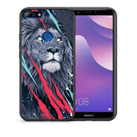 Thumbnail for Θήκη Huawei Y7 2018 Lion Designer PopArt από τη Smartfits με σχέδιο στο πίσω μέρος και μαύρο περίβλημα | Huawei Y7 2018 Lion Designer PopArt case with colorful back and black bezels