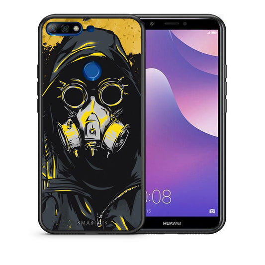 Θήκη Huawei Y7 2018 Mask PopArt από τη Smartfits με σχέδιο στο πίσω μέρος και μαύρο περίβλημα | Huawei Y7 2018 Mask PopArt case with colorful back and black bezels