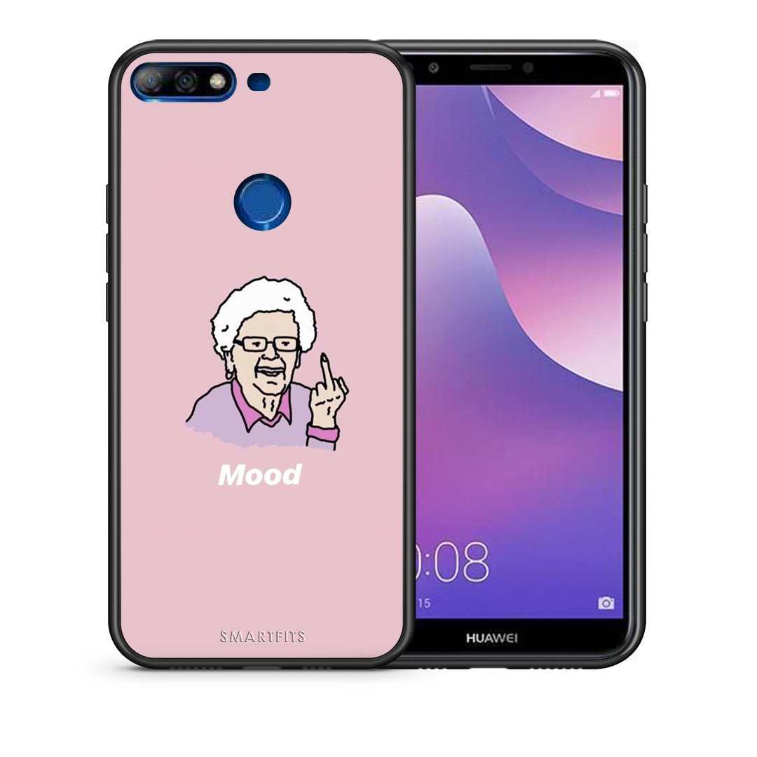 Θήκη Huawei Y7 2018 Mood PopArt από τη Smartfits με σχέδιο στο πίσω μέρος και μαύρο περίβλημα | Huawei Y7 2018 Mood PopArt case with colorful back and black bezels
