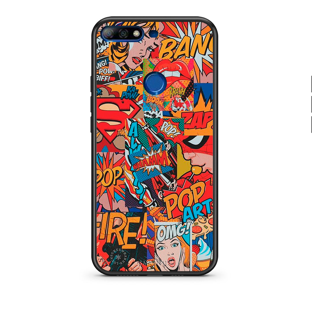 Huawei Y7 2018 PopArt OMG θήκη από τη Smartfits με σχέδιο στο πίσω μέρος και μαύρο περίβλημα | Smartphone case with colorful back and black bezels by Smartfits
