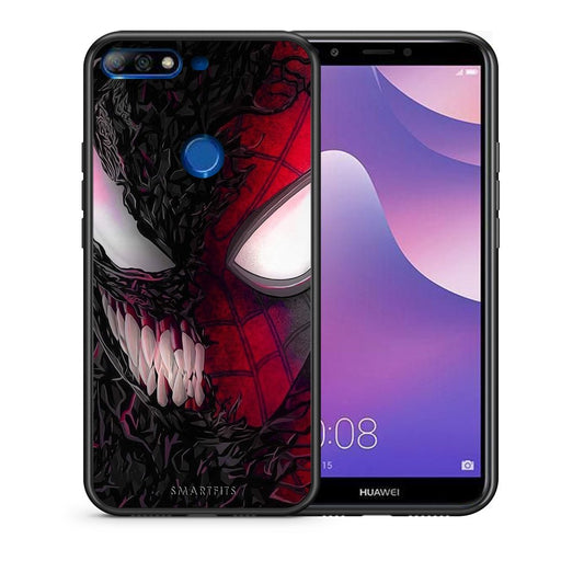 Θήκη Huawei Y7 2018 SpiderVenom PopArt από τη Smartfits με σχέδιο στο πίσω μέρος και μαύρο περίβλημα | Huawei Y7 2018 SpiderVenom PopArt case with colorful back and black bezels