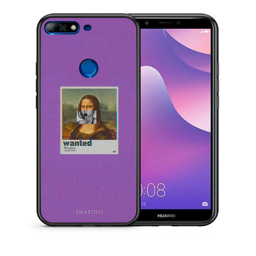 Θήκη Huawei Y7 2018 Monalisa Popart από τη Smartfits με σχέδιο στο πίσω μέρος και μαύρο περίβλημα | Huawei Y7 2018 Monalisa Popart case with colorful back and black bezels