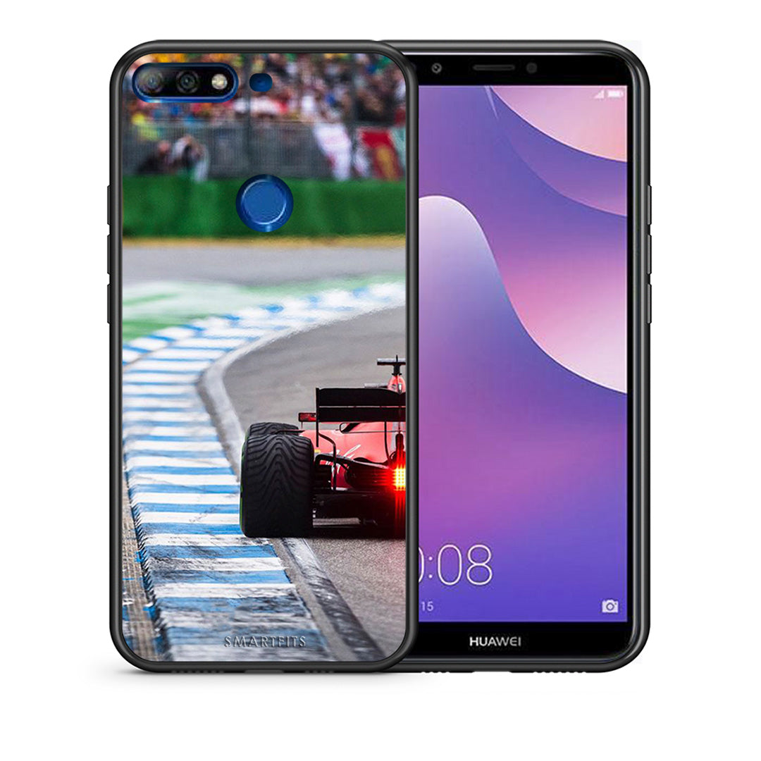 Θήκη Huawei Y7 2018 Racing Vibes από τη Smartfits με σχέδιο στο πίσω μέρος και μαύρο περίβλημα | Huawei Y7 2018 Racing Vibes case with colorful back and black bezels