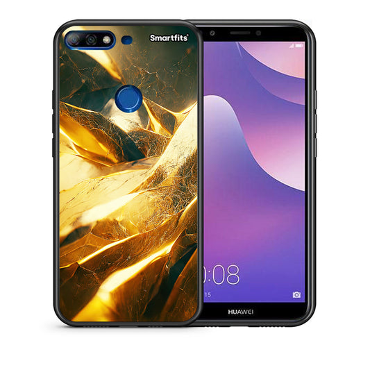 Θήκη Huawei Y7 2018 Real Gold από τη Smartfits με σχέδιο στο πίσω μέρος και μαύρο περίβλημα | Huawei Y7 2018 Real Gold case with colorful back and black bezels