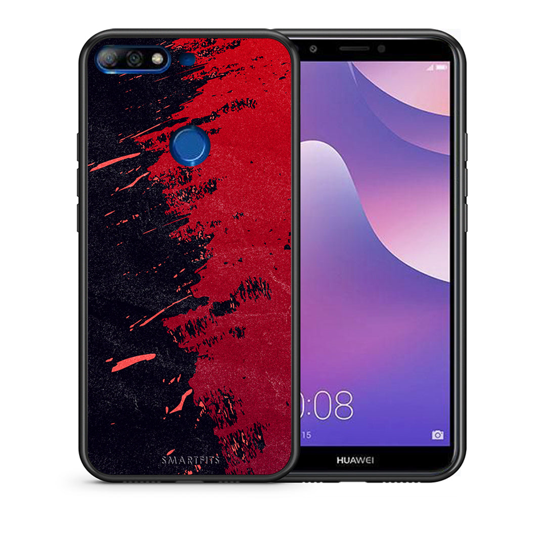 Θήκη Αγίου Βαλεντίνου Huawei Y7 2018 Red Paint από τη Smartfits με σχέδιο στο πίσω μέρος και μαύρο περίβλημα | Huawei Y7 2018 Red Paint case with colorful back and black bezels