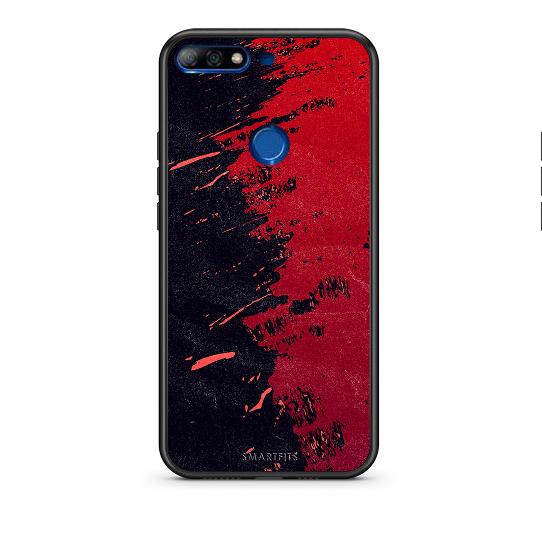 Huawei Y7 2018 Red Paint Θήκη Αγίου Βαλεντίνου από τη Smartfits με σχέδιο στο πίσω μέρος και μαύρο περίβλημα | Smartphone case with colorful back and black bezels by Smartfits