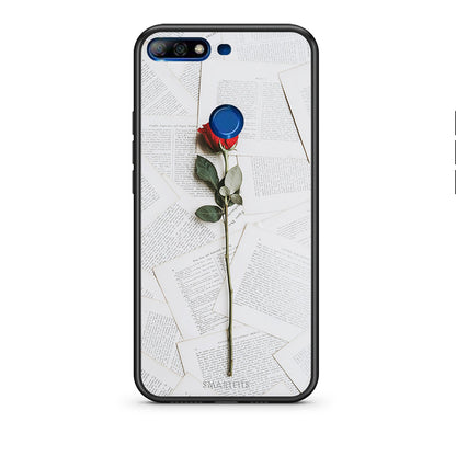 Huawei Y7 2018 Red Rose θήκη από τη Smartfits με σχέδιο στο πίσω μέρος και μαύρο περίβλημα | Smartphone case with colorful back and black bezels by Smartfits