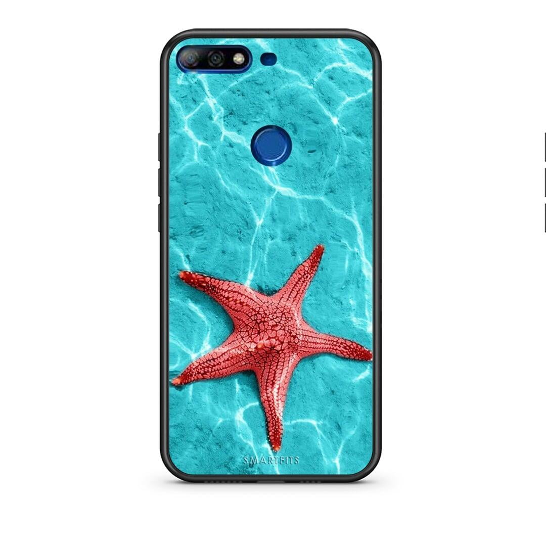 Huawei Y7 2018 Red Starfish Θήκη από τη Smartfits με σχέδιο στο πίσω μέρος και μαύρο περίβλημα | Smartphone case with colorful back and black bezels by Smartfits