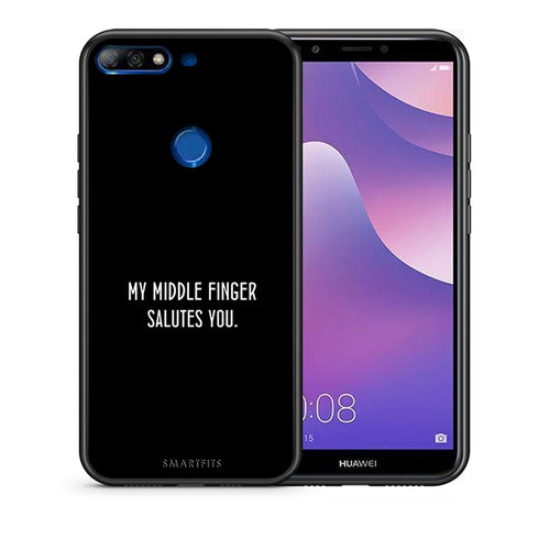 Θήκη Huawei Y7 2018 Salute από τη Smartfits με σχέδιο στο πίσω μέρος και μαύρο περίβλημα | Huawei Y7 2018 Salute case with colorful back and black bezels