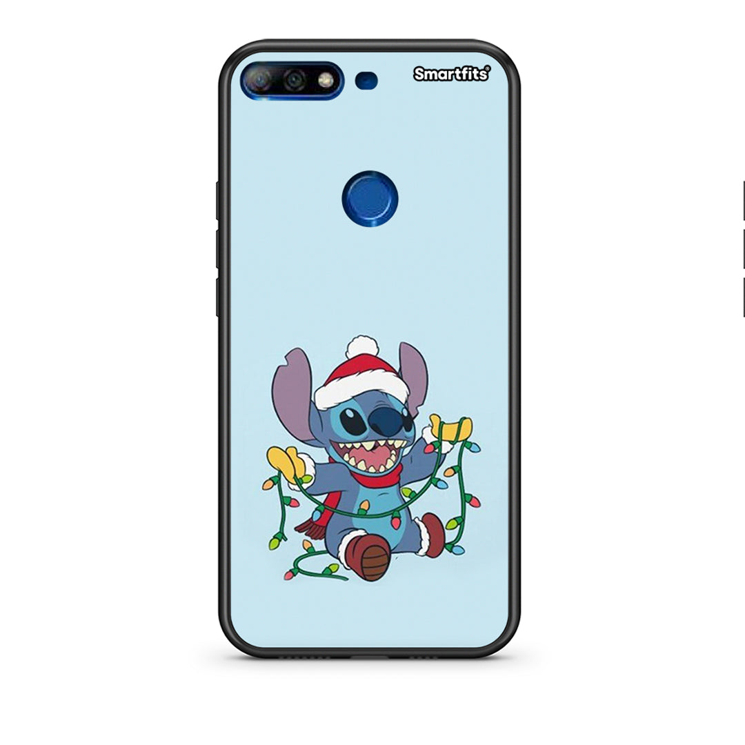 Huawei Y7 2018 Santa Stich θήκη από τη Smartfits με σχέδιο στο πίσω μέρος και μαύρο περίβλημα | Smartphone case with colorful back and black bezels by Smartfits