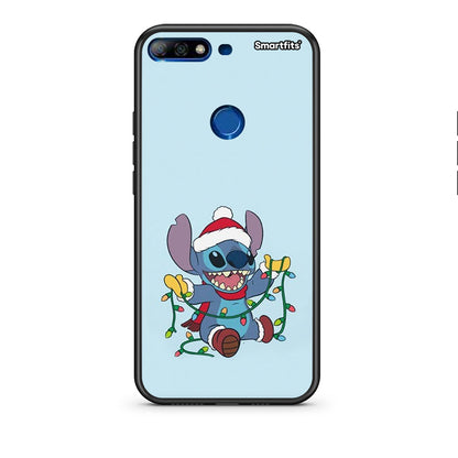 Huawei Y7 2018 Santa Stich θήκη από τη Smartfits με σχέδιο στο πίσω μέρος και μαύρο περίβλημα | Smartphone case with colorful back and black bezels by Smartfits