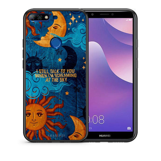 Θήκη Huawei Y7 2018 Screaming Sky από τη Smartfits με σχέδιο στο πίσω μέρος και μαύρο περίβλημα | Huawei Y7 2018 Screaming Sky case with colorful back and black bezels
