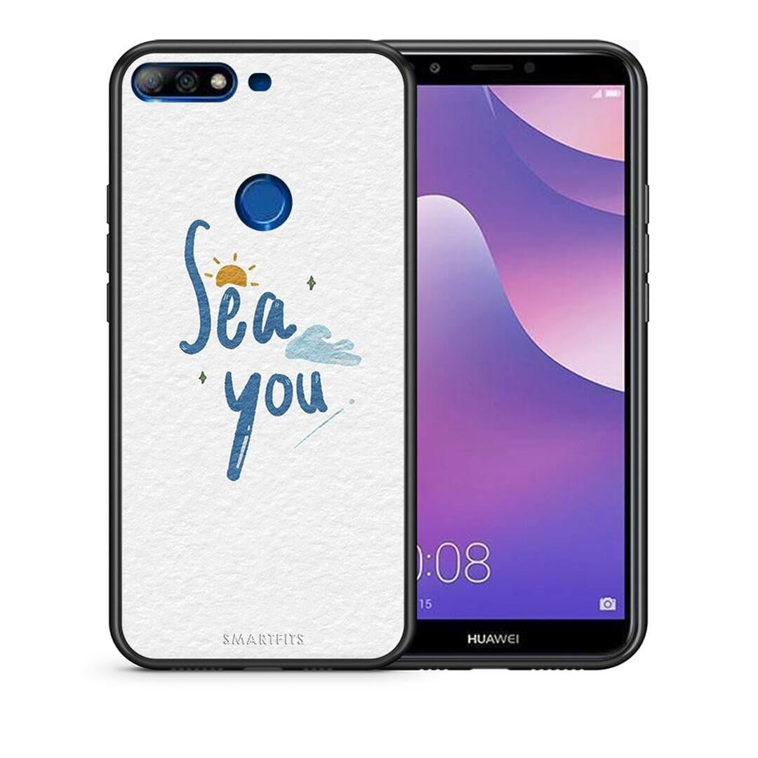 Θήκη Huawei Y7 2018 Sea You από τη Smartfits με σχέδιο στο πίσω μέρος και μαύρο περίβλημα | Huawei Y7 2018 Sea You case with colorful back and black bezels