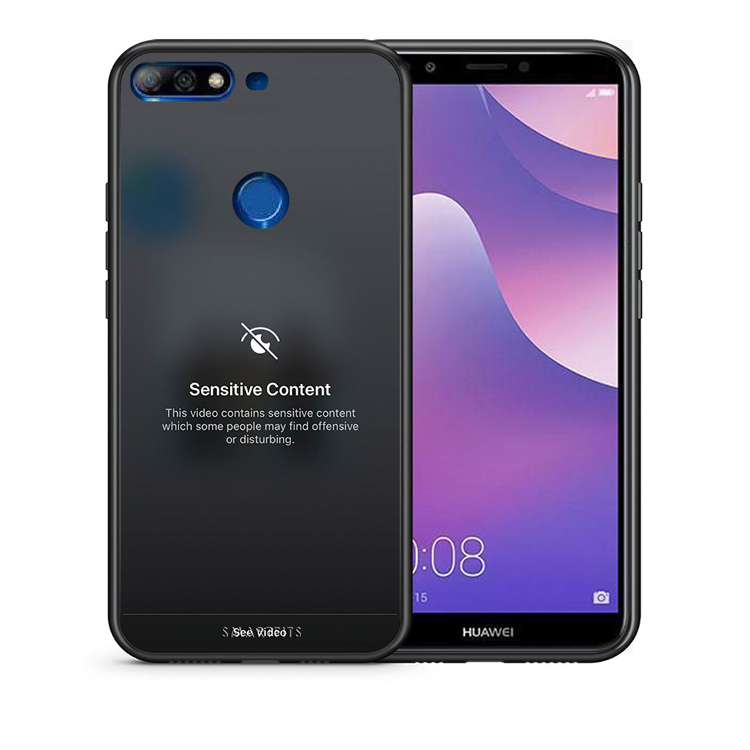 Θήκη Huawei Y7 2018 Sensitive Content από τη Smartfits με σχέδιο στο πίσω μέρος και μαύρο περίβλημα | Huawei Y7 2018 Sensitive Content case with colorful back and black bezels