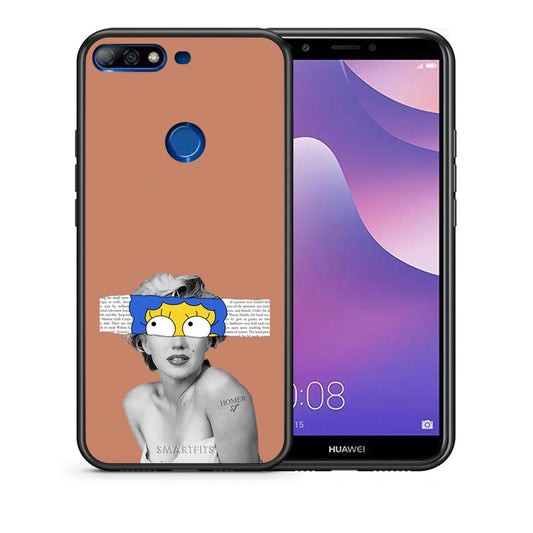 Θήκη Huawei Y7 2018 Sim Merilyn από τη Smartfits με σχέδιο στο πίσω μέρος και μαύρο περίβλημα | Huawei Y7 2018 Sim Merilyn case with colorful back and black bezels