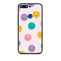 Thumbnail for Huawei Y7 2018 Smiley Faces θήκη από τη Smartfits με σχέδιο στο πίσω μέρος και μαύρο περίβλημα | Smartphone case with colorful back and black bezels by Smartfits