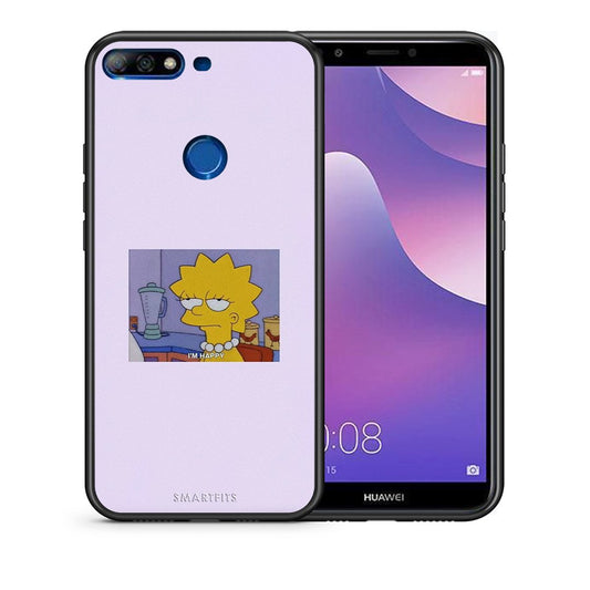 Θήκη Huawei Y7 2018 So Happy από τη Smartfits με σχέδιο στο πίσω μέρος και μαύρο περίβλημα | Huawei Y7 2018 So Happy case with colorful back and black bezels