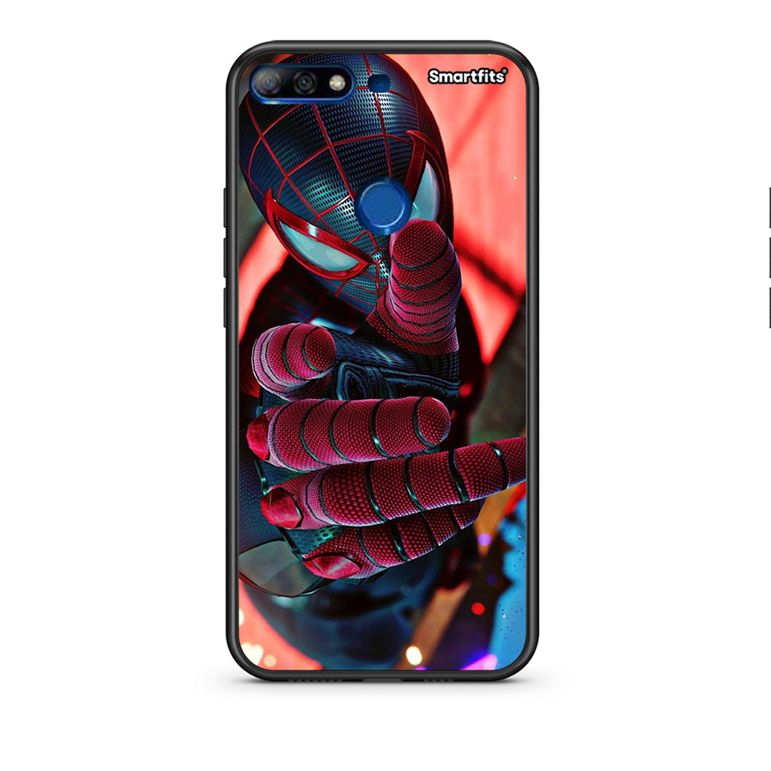 Huawei Y7 2018 Spider Hand Θήκη από τη Smartfits με σχέδιο στο πίσω μέρος και μαύρο περίβλημα | Smartphone case with colorful back and black bezels by Smartfits