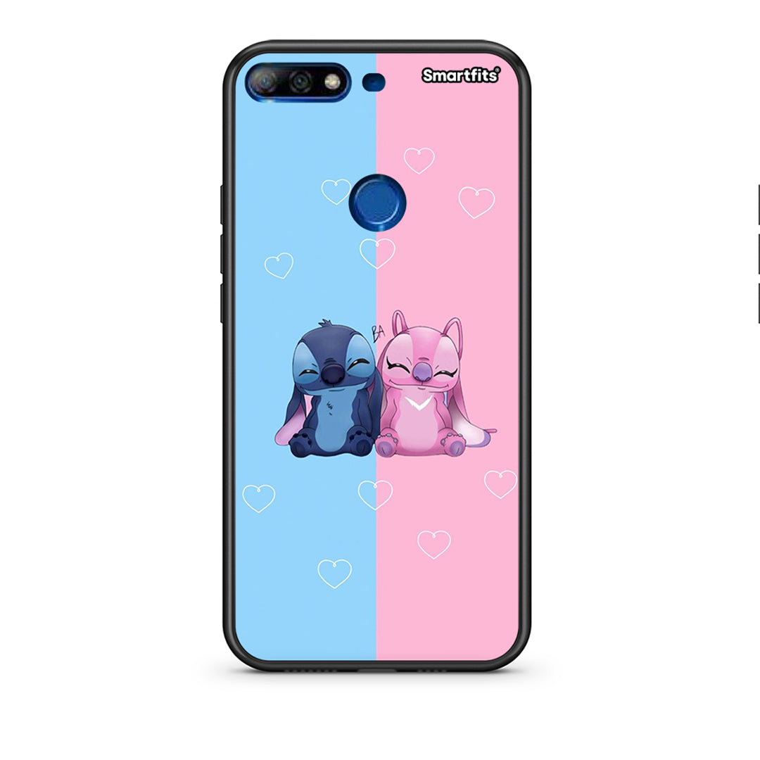 Huawei Y7 2018 Stitch And Angel θήκη από τη Smartfits με σχέδιο στο πίσω μέρος και μαύρο περίβλημα | Smartphone case with colorful back and black bezels by Smartfits