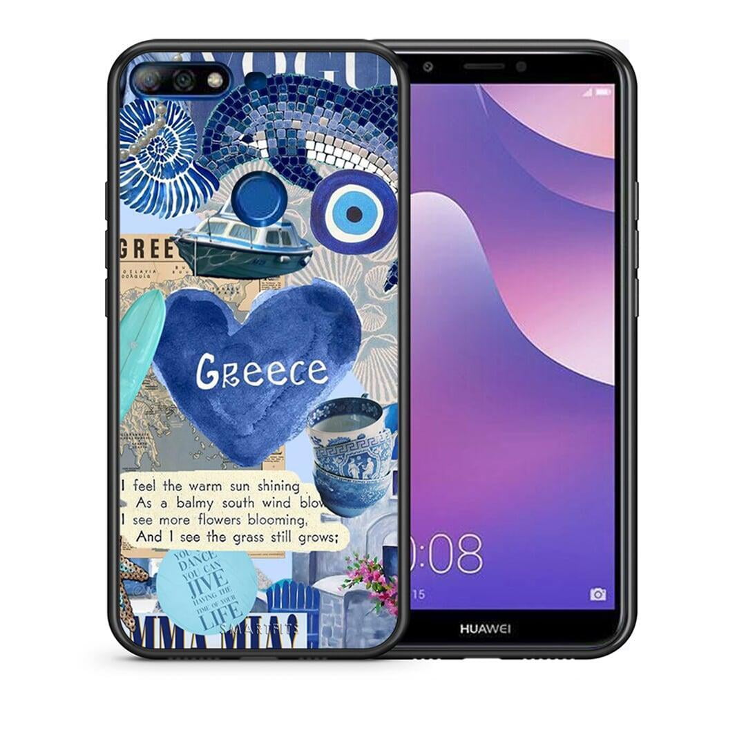 Θήκη Huawei Y7 2018 Summer In Greece από τη Smartfits με σχέδιο στο πίσω μέρος και μαύρο περίβλημα | Huawei Y7 2018 Summer In Greece case with colorful back and black bezels